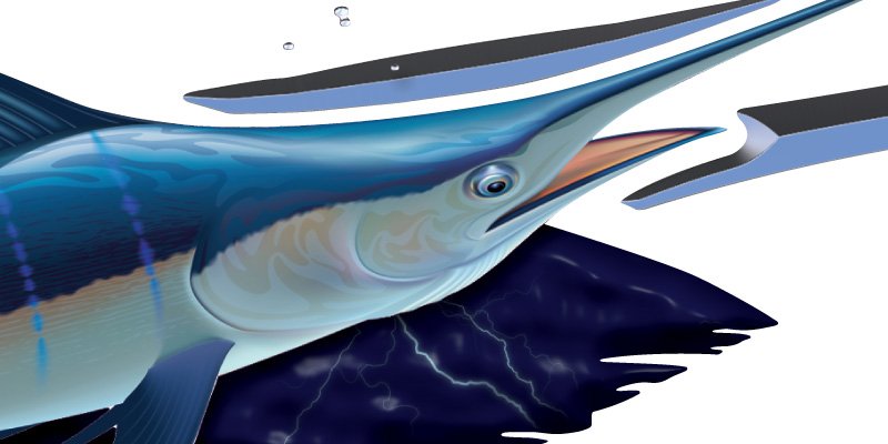 Sea Strike Boat Graphics blue